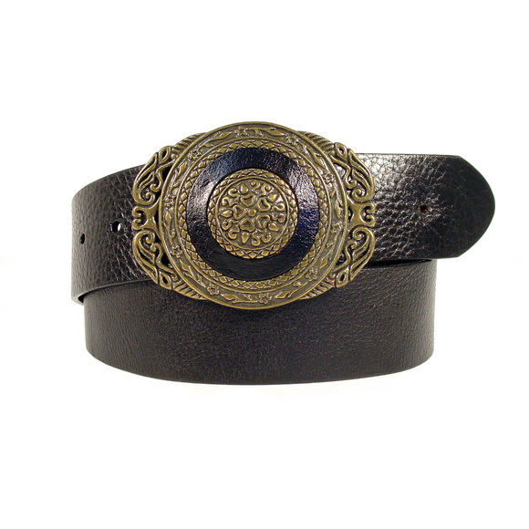 Chico's Accessories - CHICO'S Wide Leather Belt Brass Filligree Buckle
